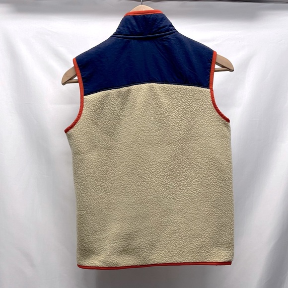 Old Navy Boys Sherpa Vest Cream Navy and Orange Trim Sz 10-12 - Picture 3 of 6